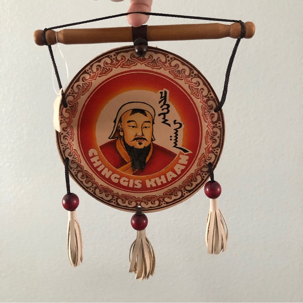 Ghengis Khan Leather Wall Hanging from Mongolia